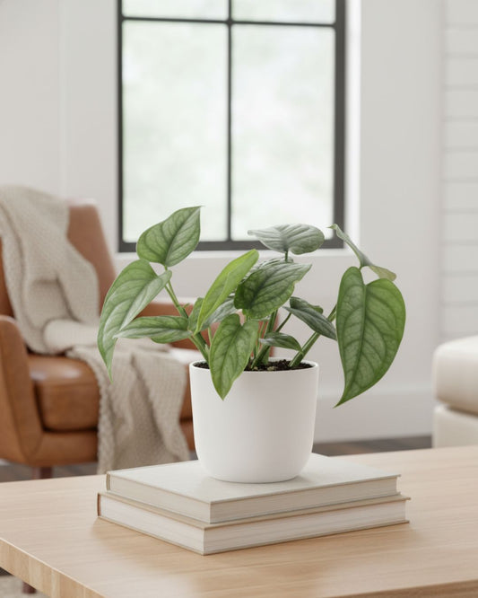 Monstera Siltepecana plant in a small pot