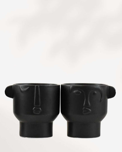 Large Vivienne Face Pot Black Fit 4" Pot