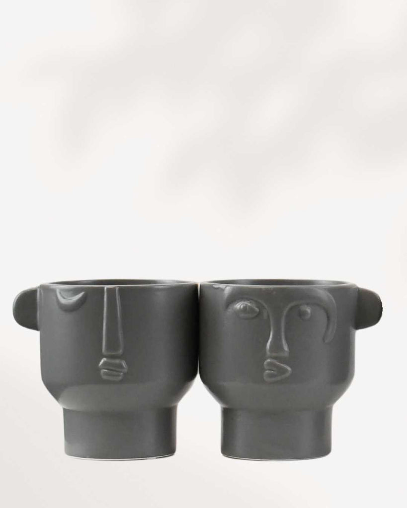 Large Vivienne Face Pot Grey 4" Pot