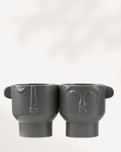 Large Vivienne Face Pot Grey 4" Pot