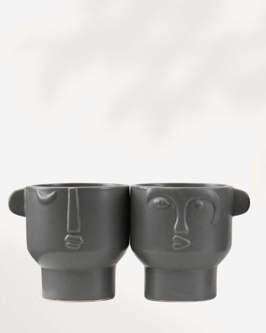 Large Vivienne Face Pot Grey 4" Pot